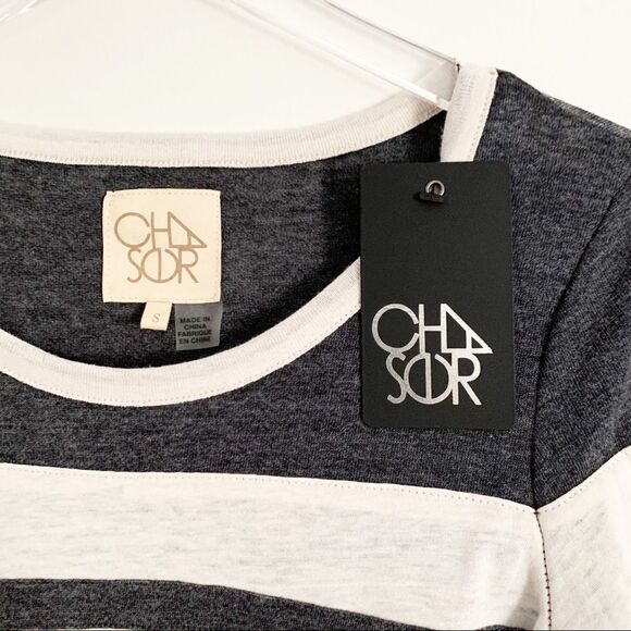 CHASER Blocked Long Sleeve Shirttail Crewneck Tee Small - Picture 7 of 11